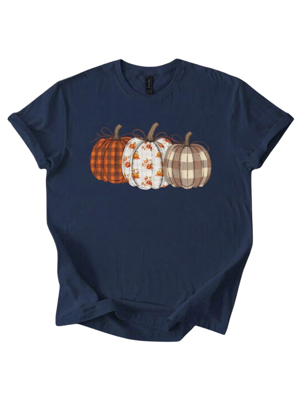 Gildan Navy Pumpkin Halloween Graphic Tee